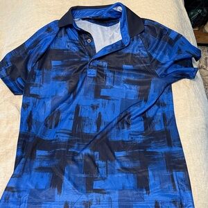 Navy Blue Abstract Men's Polo Shirt